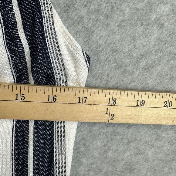 ASTR Sundress Jumper Pockets Casual Sleeveless Striped V-neck Gray White Size M - Picture 6 of 12